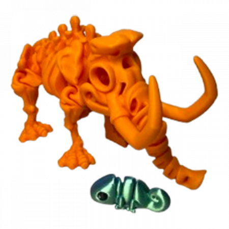 Jucărie Flexibilă, Schelet Mamut cu mini-Ziglut, Dinozauri, Portocaliu, 22 cm [3]