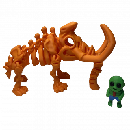 Zigluti Dinozauri Scheleti - Jucărie Flexibilă, Schelet Mamut cu mini-Ziglut, Dinozauri, Portocaliu, 22 cm