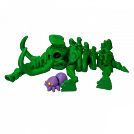 Jucărie Flexibilă, Schelet Mamut cu mini-Ziglut, Dinozauri, Verde, 22 cm [3]