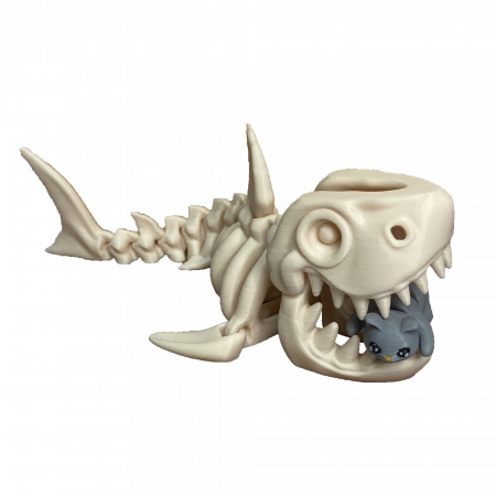 Zigluti Dinozauri Scheleti - Jucărie Flexibilă, Schelet Rechin cu mini-Ziglut, Dinozauri, Alb Os, 20 cm