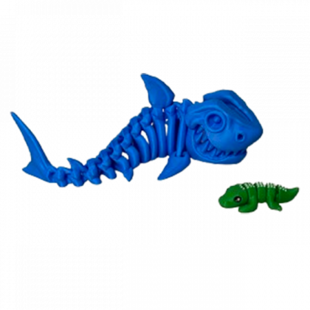 Jucărie Flexibilă, Schelet Rechin cu mini-Ziglut, Dinozauri, Albastru, 20 cm [3]