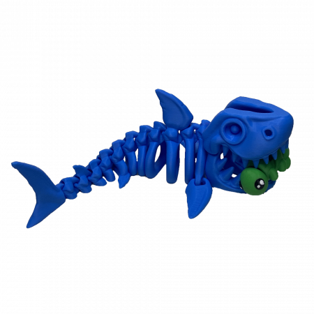 Zigluti Dinozauri Scheleti - Jucărie Flexibilă, Schelet Rechin cu mini-Ziglut, Dinozauri, Albastru, 20 cm