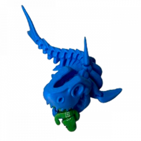 Jucărie Flexibilă, Schelet Rechin cu mini-Ziglut, Dinozauri, Albastru, 20 cm [4]