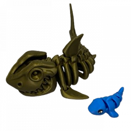 Jucărie Flexibilă, Schelet Rechin cu mini-Ziglut, Dinozauri, Metalic, 20 cm [3]