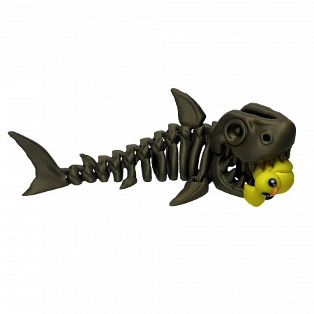 Zigluti Dinozauri Scheleti - Jucărie Flexibilă, Schelet Rechin cu mini-Ziglut, Dinozauri, Metalic, 20 cm