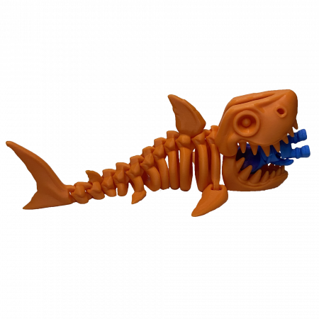 Zigluti Dinozauri Scheleti - Jucărie Flexibilă, Schelet Rechin cu mini-Ziglut, Dinozauri, Portocaliu, 20 cm