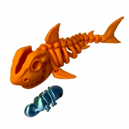 Jucărie Flexibilă, Schelet Rechin cu mini-Ziglut, Dinozauri, Portocaliu, 20 cm [5]