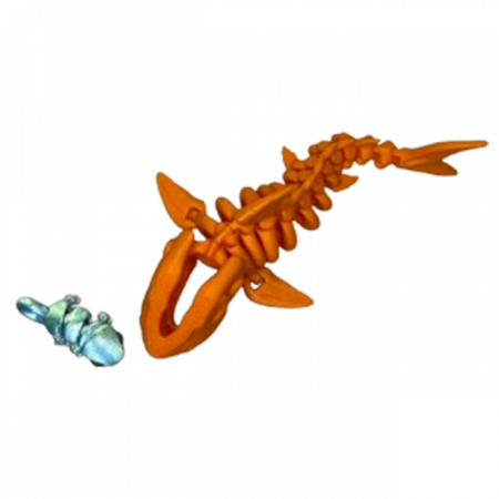 Jucărie Flexibilă, Schelet Rechin cu mini-Ziglut, Dinozauri, Portocaliu, 20 cm [6]