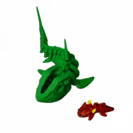 Jucărie Flexibilă, Schelet Rechin cu mini-Ziglut, Dinozauri, Verde, 20 cm [4]