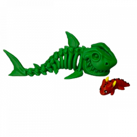 Jucărie Flexibilă, Schelet Rechin cu mini-Ziglut, Dinozauri, Verde, 20 cm [3]