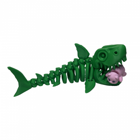 Zigluti Dinozauri Scheleti - Jucărie Flexibilă, Schelet Rechin cu mini-Ziglut, Dinozauri, Verde, 20 cm