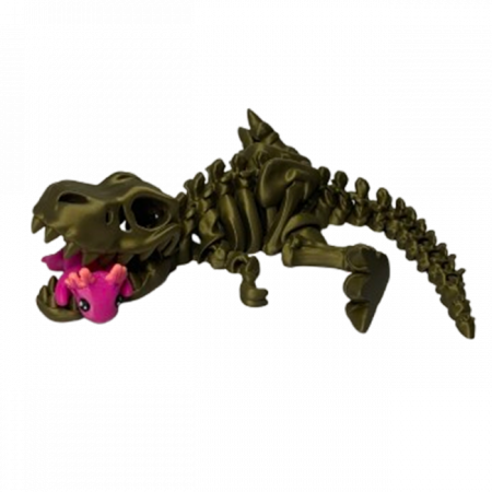 Jucărie Flexibilă, Schelet T-Rex cu mini-Ziglut, Dinozauri, Metalic, 25 cm [3]