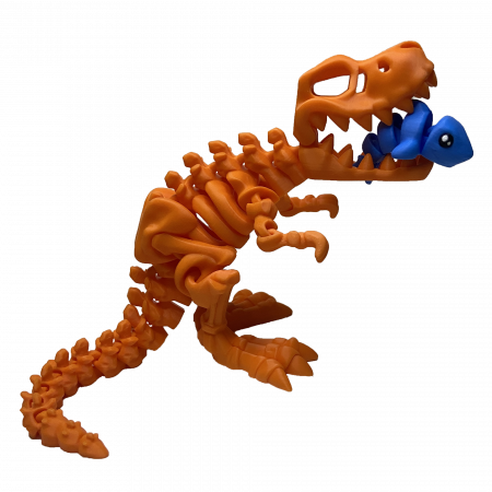 Zigluti Dinozauri Scheleti - Jucărie Flexibilă, Schelet T-Rex cu mini-Ziglut, Dinozauri, Portocaliu, 25 cm