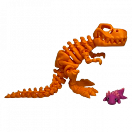 Jucărie Flexibilă, Schelet T-Rex cu mini-Ziglut, Dinozauri, Portocaliu, 25 cm [2]