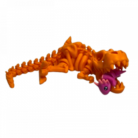 Jucărie Flexibilă, Schelet T-Rex cu mini-Ziglut, Dinozauri, Portocaliu, 25 cm [4]