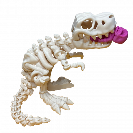 Zigluti Dinozauri Scheleti - Jucărie Flexibilă, Schelet T-Rex cu mini-Ziglut, Dinozauri, Alb Os, 25 cm
