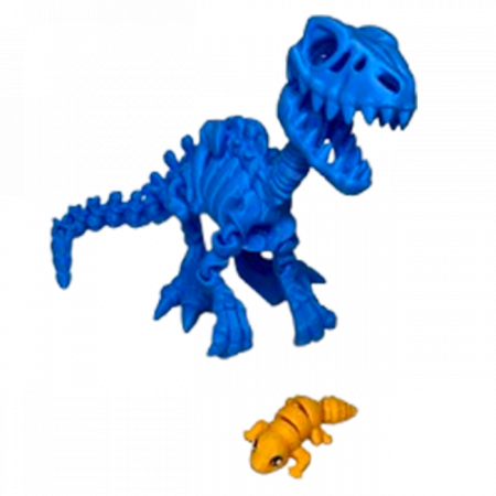 Jucărie Flexibilă, Schelet Raptor cu mini-Ziglut, Dinozauri, Albastru, 25 cm [3]