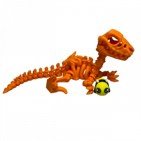 Jucărie Flexibilă, Schelet Raptor cu mini-Ziglut, Dinozauri, Portocaliu, 25 cm [4]