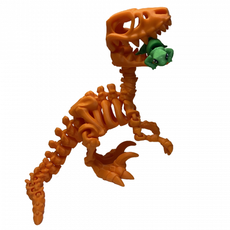 Zigluti Dinozauri Scheleti - Jucărie Flexibilă, Schelet Raptor cu mini-Ziglut, Dinozauri, Portocaliu, 25 cm