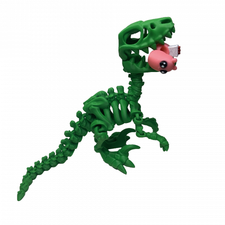 Zigluti Dinozauri Scheleti - Jucărie Flexibilă, Schelet Raptor cu mini-Ziglut, Dinozauri, Verde, 25 cm