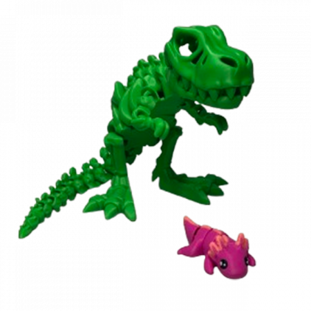 Jucărie Flexibilă, Schelet T-Rex cu mini-Ziglut, Dinozauri, Verde, 25 cm [2]
