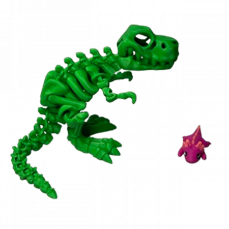 Jucărie Flexibilă, Schelet T-Rex cu mini-Ziglut, Dinozauri, Verde, 25 cm [5]