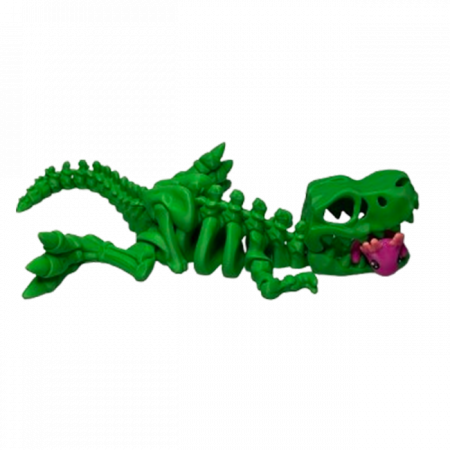 Jucărie Flexibilă, Schelet T-Rex cu mini-Ziglut, Dinozauri, Verde, 25 cm [3]