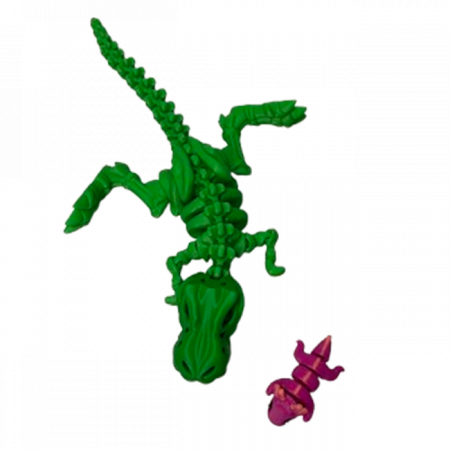 Jucărie Flexibilă, Schelet T-Rex cu mini-Ziglut, Dinozauri, Verde, 25 cm [6]