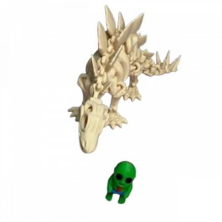 Jucărie Flexibilă, Schelet Stegozaur cu mini-Ziglut, Dinozauri, Alb Os, 25 cm [3]