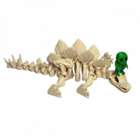 Jucărie Flexibilă, Schelet Stegozaur cu mini-Ziglut, Dinozauri, Alb Os, 25 cm [5]