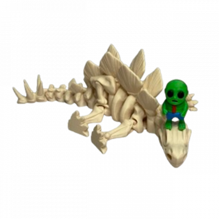 Jucărie Flexibilă, Schelet Stegozaur cu mini-Ziglut, Dinozauri, Alb Os, 25 cm [4]