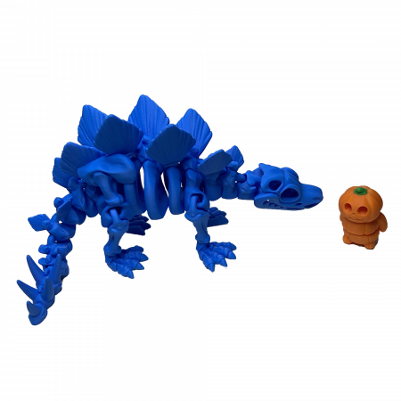 Zigluti Dinozauri Scheleti - Jucărie Flexibilă, Schelet Stegozaur cu mini-Ziglut, Dinozauri, Albastru, 25 cm