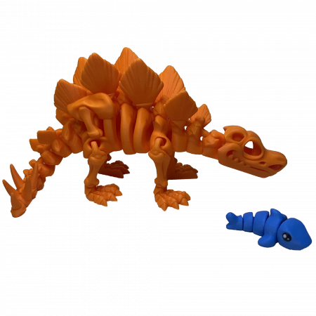 Zigluti Dinozauri Scheleti - Jucărie Flexibilă, Schelet Stegozaur cu mini-Ziglut, Dinozauri, Portocaliu, 25 cm