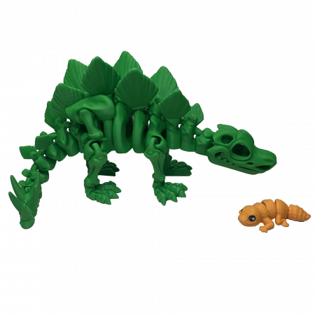 Zigluti Dinozauri Scheleti - Jucărie Flexibilă, Schelet Stegozaur cu mini-Ziglut, Dinozauri, Verde, 25 cm