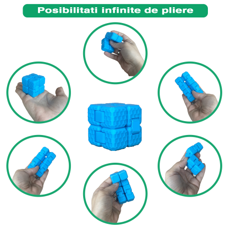 Jucării pentru Dezvoltare - Jucarie interactiva, Cub Infinit, jucarie fidget antistres in forma Cub pliabil, Zigluti