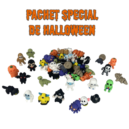 Reduceri de Halloween - Jucării Flexibile, Set 20 Mini Zigluți de Halloween, plastic, Multicolor