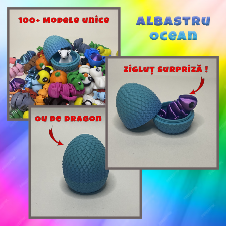 Zigluti - Ou de Dragon cu Zigluț Surpriză - Jucărie Flexibilă & Colecționabilă | 16 Culori Unice | Descoperă Peste 100 Modele de Zigluți | Cadou Perfect pentru Copii și Pasionați de Fantezie