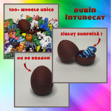 Zigluti - Ou de Dragon cu Zigluț Surpriză - Jucărie Flexibilă & Colecționabilă | 16 Culori Unice | Descoperă Peste 100 Modele de Zigluți | Cadou Perfect pentru Copii și Pasionați de Fantezie