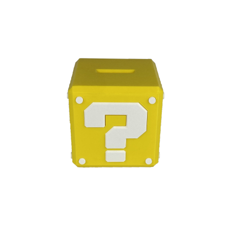 Pusculita Cub Mario, design Mystery Box, 10x10x10cm cu capac de deschidere, Galben/Alb [5]