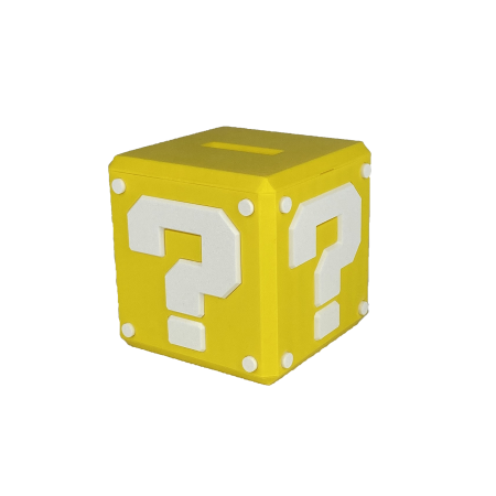 Pusculita Cub Mario, design Mystery Box, 10x10x10cm cu capac de deschidere, Galben/Alb [3]