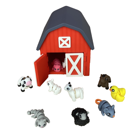 Ferma Animalelor - Hambar Rosu cu Animăluțe Zigluti - (Set 10/20 pcs) - Jucării Flexibile 3D | Figurine Interactive pentru Copii | Cadou Distractiv & Educativ | Material PLA Sigur [5]
