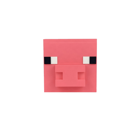 Pusculita Cap Porc, design Minecraft, 12x12x12cm cu capac de deschidere, Roz [4]