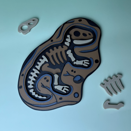 Jucării - Puzzle Fosilă T-Rex - Joc Educativ și Senzorial