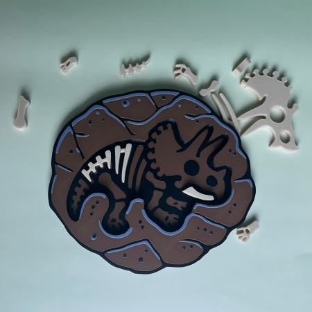 Puzzle Fosilă Triceratops - Joc Educativ și Senzorial [2]