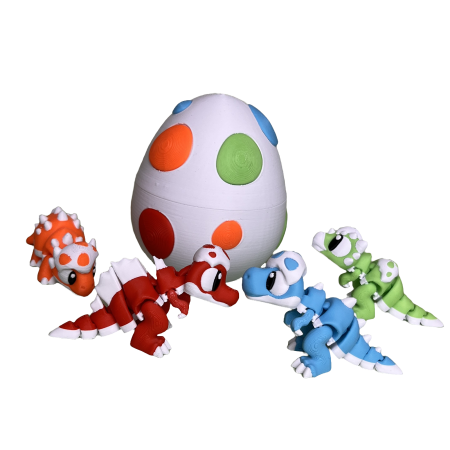 Zigluti - Set 4 Zigluti Grasuni Dinozauri + Ou de Dinozaur
