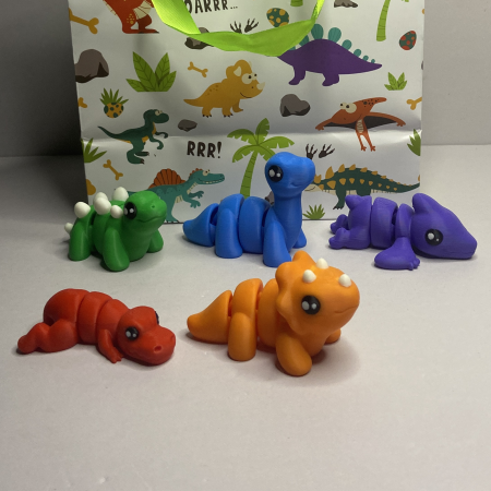 Set 5 Figurine Flexibile Zigluți Grasuni T-Rex, Triceratops, Stegozaur, Diplodocus, Pterodactil - pentru Copii 3+ Ani | Cadou Educativ (Material PLA Sigur) [1]