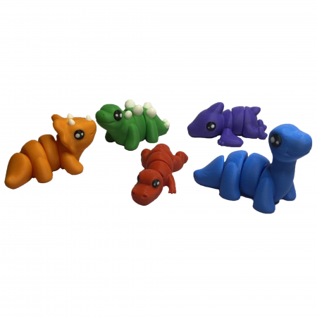Zigluti - Set 5 Figurine Flexibile Zigluți Grasuni T-Rex, Triceratops, Stegozaur, Diplodocus, Pterodactil - pentru Copii 3+ Ani | Cadou Educativ (Material PLA Sigur)