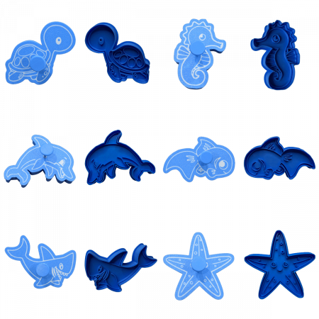 Set 6 Forme Prajituri - CookieStamps - Animale Acvatice - Cookie Cutters Decorative pentru Aluat, Ștampile Biscuiți Artizanali - forme ideale pentru copii [1]