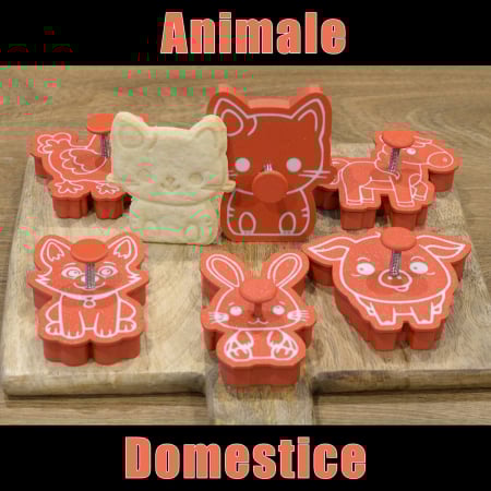 Seturi de Stampile - Set 6 Forme Prajituri - CookieStamps - Animale Domestice - Cookie Cutters Decorative pentru Aluat, Ștampile Biscuiți Artizanali - forme ideale pentru copii