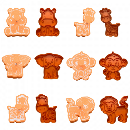Set 6 Forme Prajituri - CookieStamps - Animale Salbatice - Cookie Cutters Decorative pentru Aluat, Ștampile Biscuiți Artizanali - forme ideale pentru copii [1]